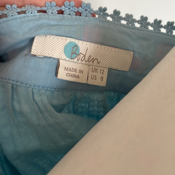 Boden boho embroidered top in heron blue size 8 - Picture 2 of 5